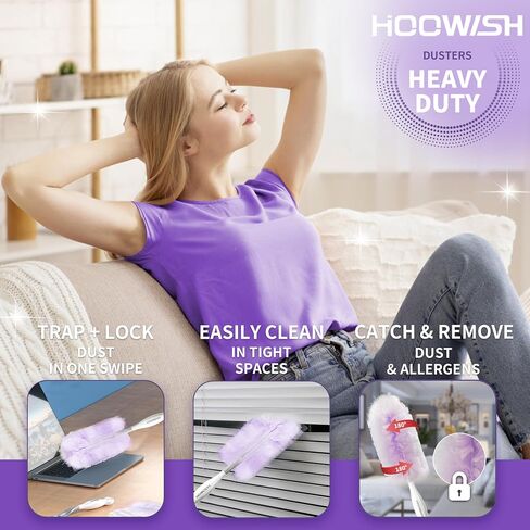 Microfibre dust Cleaner Set, Unscented Disposable Dusters for Cleaning, Contain 1 Handle and 3 Replacement Pads Refills in Saudi Arabia