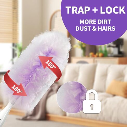 Microfibre dust Cleaner Set, Unscented Disposable Dusters for Cleaning, Contain 1 Handle and 3 Replacement Pads Refills in Saudi Arabia