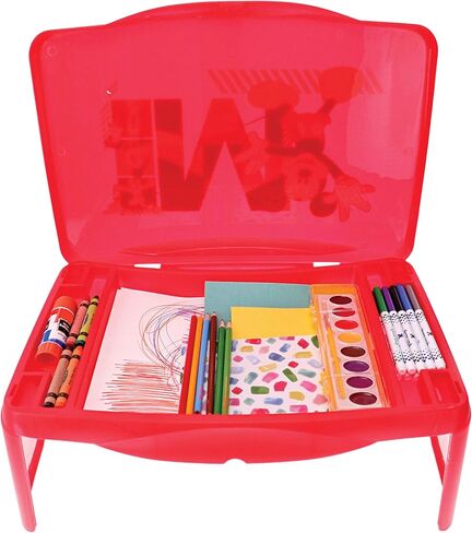 صينية أنشطة تخزين قابلة للطي من ديزني ميني ماوس لأقلام التحديد وأقلام التلوين والحرف اليدوية والمزيد، وردي، 17.9 بوصة × 12.8 بوصة × 2.36 بوصة in Kuwait