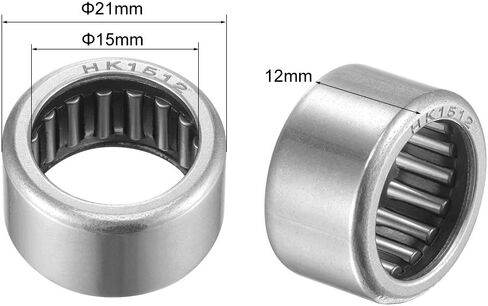 uxcell HK1512 Needle Roller Bearings 15mm Bore 21mm OD 12mm Width Chrome Steel Open End 2pcs in Saudi Arabia