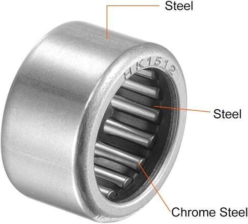 uxcell HK1512 Needle Roller Bearings 15mm Bore 21mm OD 12mm Width Chrome Steel Open End 2pcs in Saudi Arabia