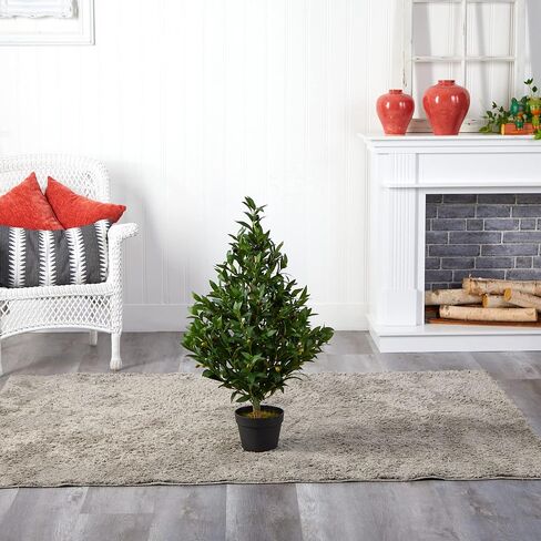 Nearly Natural 35-in. Olive Cone Topiary Artificial UV Resistant (Indoor/Outdoor) Silk Trees Green in Saudi Arabia