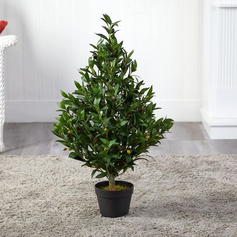 Nearly Natural 35-in. Olive Cone Topiary Artificial UV Resistant (Indoor/Outdoor) Silk Trees Green in Saudi Arabia
