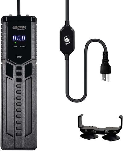 Fish Tank Heater, Aquarium heater 60-120 Gallon Aquarium Heater with Digital Temp Controller Shatterproof Titanium Tube 500W 800W Submersible Fish Tank Heater for Freshwater(Black) in Saudi Arabia
