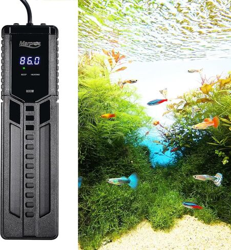 Fish Tank Heater, Aquarium heater 60-120 Gallon Aquarium Heater with Digital Temp Controller Shatterproof Titanium Tube 500W 800W Submersible Fish Tank Heater for Freshwater(Black) in Saudi Arabia