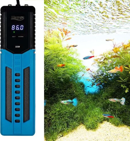 Fish Tank Heater, Aquarium heater 60-120 Gallon Aquarium Heater with Digital Temp Controller Shatterproof Titanium Tube 500W 800W Submersible Fish Tank Heater for Freshwater(Black) in Saudi Arabia