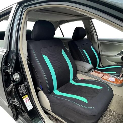 عبوتان من أغطية مقاعد السيارة، مجموعة أغطية مقاعد أمامية من القماش الشبكي الفاخر، مسامية ومريحة، إكسسوارات داخلية عالمية للسيارة، أغطية حماية لمقعد السيارة للسيارات والشاحنات وسيارات الدفع الرباعي (رمادي) in Kuwait