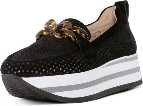 NYDJ Women's Fern Suede Sporty Loafer, Black, 9 in Saudi Arabia