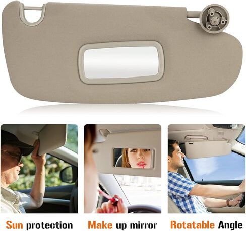 Left & Right Sun Visor for 2002-2009 Dodge Ram 1500 2500 3500, Driver & Passenger Side Beige Gray Sunvisor Replacement 1CT18TL2AA in Saudi Arabia