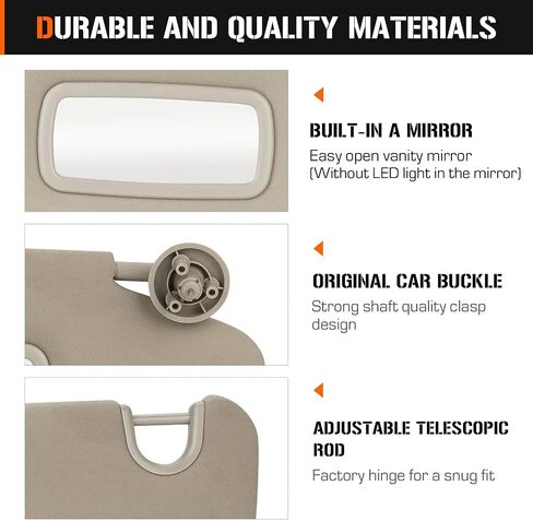 Left & Right Sun Visor for 2002-2009 Dodge Ram 1500 2500 3500, Driver & Passenger Side Beige Gray Sunvisor Replacement 1CT18TL2AA in Saudi Arabia
