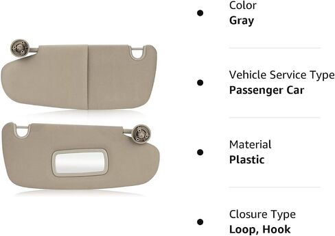 Left & Right Sun Visor for 2002-2009 Dodge Ram 1500 2500 3500, Driver & Passenger Side Beige Gray Sunvisor Replacement 1CT18TL2AA in Saudi Arabia
