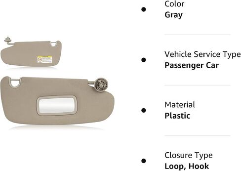 Left & Right Sun Visor for 2002-2009 Dodge Ram 1500 2500 3500, Driver & Passenger Side Beige Gray Sunvisor Replacement 1CT18TL2AA in Saudi Arabia