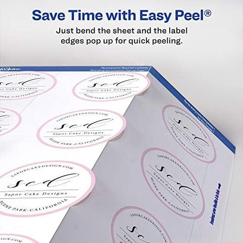 Avery Round Labels for Laser & Inkjet Printers, 2.5", 90 Glossy White Labels (22830) & Printable Round Labels with Sure Feed, 2" Diameter, Matte White, 300 Customizable Labels (22877) in Kuwait