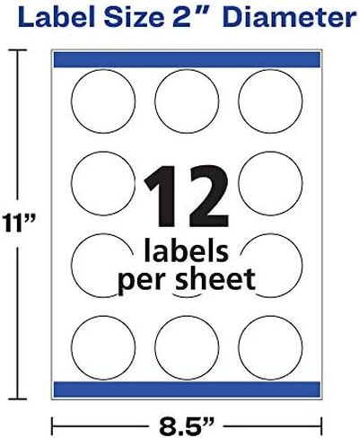 Avery Round Labels for Laser & Inkjet Printers, 2.5", 90 Glossy White Labels (22830) & Printable Round Labels with Sure Feed, 2" Diameter, Matte White, 300 Customizable Labels (22877) in Kuwait