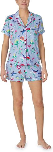 Kate Spade New York Short Sleeve Notch Boxer PJ Set Butterfly Blooms LG in Saudi Arabia