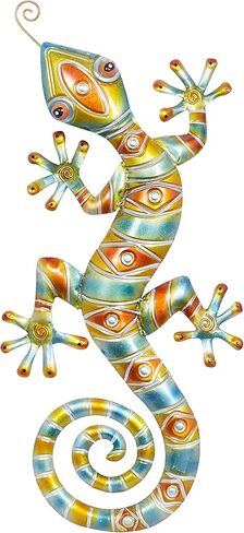 Deco 79 Metal Lizard Home Wall Decor Indoor Outdoor Wall Sculpture, Wall Art 30" x 14" x 2", Multi Colored in Saudi Arabia