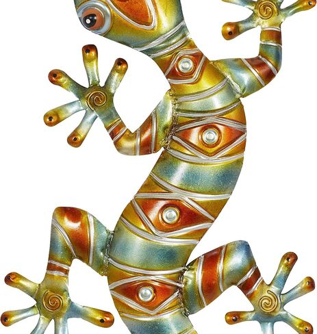 Deco 79 Metal Lizard Home Wall Decor Indoor Outdoor Wall Sculpture, Wall Art 30" x 14" x 2", Multi Colored in Saudi Arabia