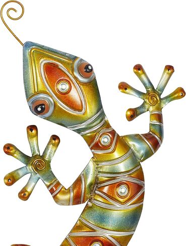 Deco 79 Metal Lizard Home Wall Decor Indoor Outdoor Wall Sculpture, Wall Art 30" x 14" x 2", Multi Colored in Saudi Arabia