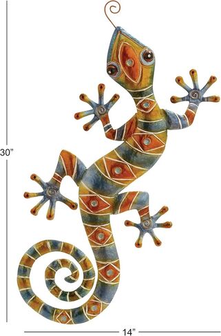 Deco 79 Metal Lizard Home Wall Decor Indoor Outdoor Wall Sculpture, Wall Art 30" x 14" x 2", Multi Colored in Saudi Arabia