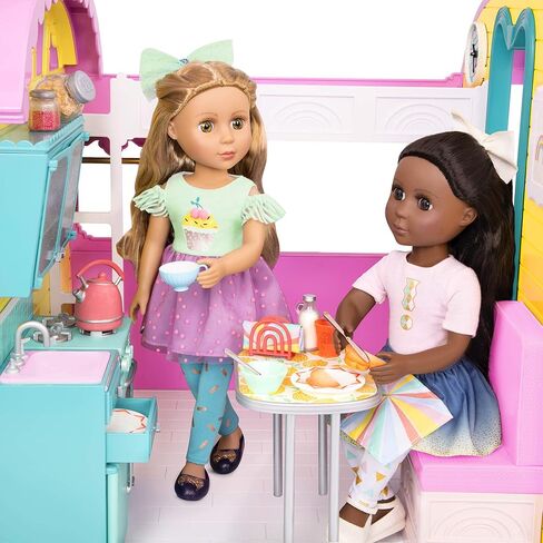 جليتر جيرلز - مجموعة إفطار دمية مقاس 14 بوصة - لعب الطعام وغلاية الشاي وإكسسوارات إعداد الطاولة - ألعاب للأطفال من سن 3 سنوات فما فوق in Kuwait