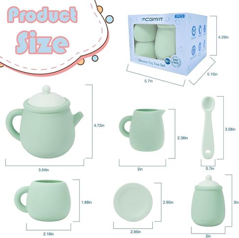 MCGMITT Silicone Tea Set, Tea Party Set for Little Girls Boys, 15 Pcs BPA Free Dishwasher Safe Pretend Tea Set for Toddlers Kids Age 3-6, Cute Toy Kitchen Accessories for Children Birthday Gifts in Saudi Arabia