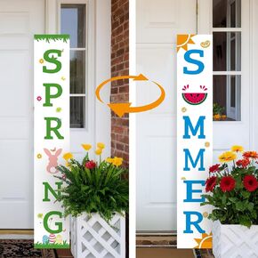 علامة ترحيب لعيد الميلاد على الوجهين للشرفة الأمامية، 47.2 بوصة خشبية في الهواء الطلق طويلة القامة علامة ترحيب رأسية كبيرة للباب الأمامي لوحات الشرفة الدائمة ديكور، خارج ديكورات المنزل في ساحة الخريف والشتاء المرح in Kuwait