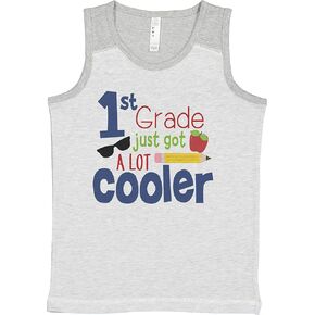7 ate 9 Apparel Boy's School 1st Grade Cooler Light Grey Contrast Tank Top in Saudi Arabia