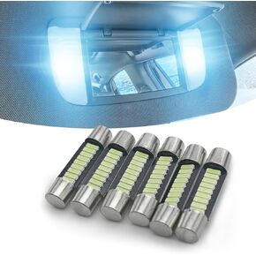 6PCS 29mm 6614F Festoon LED Car Bulbs, Car Vanity Light Bulbs, 12V Auto Makeup Light Replacement, Auto Accessories Extremely Bright 9-SMD 4014 Chips 6614 6612F LED Lamps for Vehicles (White) in Saudi Arabia