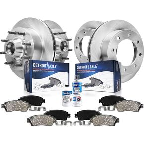 Detroit Axle-مجموعة الفرامل لفورد E-2550 E-350 Econoline Club Wagon Super Duty Brake Brake Pads Ceramic Brakes Plads الأمامية والخلفية: 13.03 "بوصة الأمامية و 12.84 بوصة الدوارات الخلفية بوصة in Saudi Arabia