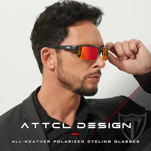 ATTCL Men's Polarized Sunglasses, UV400 Protection, Rectangle Metal Glasses for Driving, Fishing, Golf, Cycling in Saudi Arabia