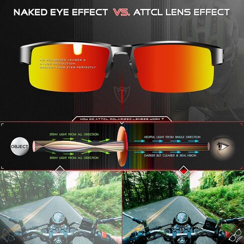 ATTCL Men's Polarized Sunglasses, UV400 Protection, Rectangle Metal Glasses for Driving, Fishing, Golf, Cycling in Saudi Arabia