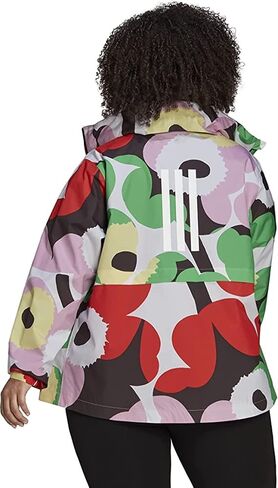 Adidas Women's Marimekko Traveer Rain.rdy Jacket (Plus Size) ، White/Blaze Orange in Saudi Arabia