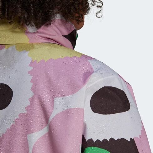 Adidas Women's Marimekko Traveer Rain.rdy Jacket (Plus Size) ، White/Blaze Orange in Saudi Arabia