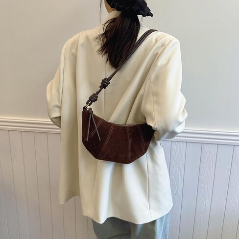 Suede Bags for Women Suede Purses Crescent Bag Crossbody Shoulder Bag Trendy Tote Handbags in Saudi Arabia