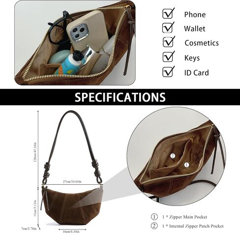Suede Bags for Women Suede Purses Crescent Bag Crossbody Shoulder Bag Trendy Tote Handbags in Saudi Arabia