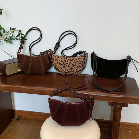 Suede Bags for Women Suede Purses Crescent Bag Crossbody Shoulder Bag Trendy Tote Handbags in Saudi Arabia