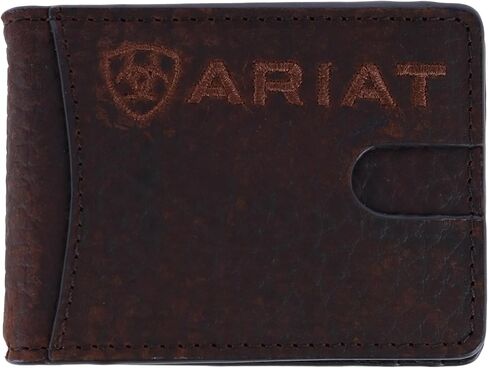 ARIAT MEN LARGE LOOG BULL HOWERE LEATHY BIFOLD MONEY CLIP WALLET in Saudi Arabia