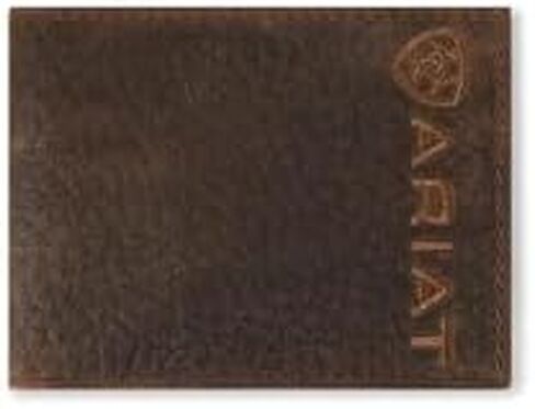 ARIAT MEN LARGE LOOG BULL HOWERE LEATHY BIFOLD MONEY CLIP WALLET in Saudi Arabia