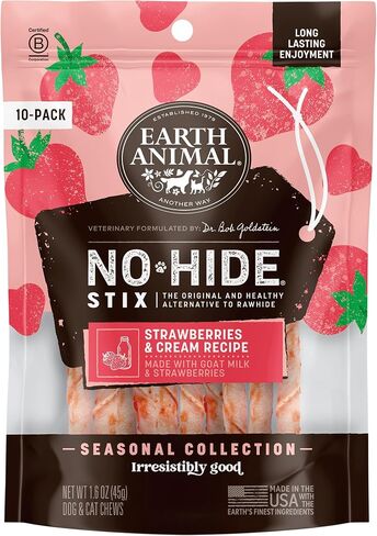 Earth Animal No-Hide Stix Beef, Chicken and Salmon Flavored Natural Rawhide Free Dog Chews Long Lasting Dog Chews Sticks (10 Count Pack of 3) in Kuwait