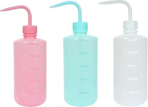3 قطع من زجاجات غسل الوشم، زجاجات الغسيل، زجاجة ضغط ذات فم ضيق، أدوات سقاية زجاجات الشطف الآمنة، للمختبر، والوشم، والشعر، والحيوانات الأليفة، وزجاجة ري النباتات (أبيض، 500 مل) in Kuwait