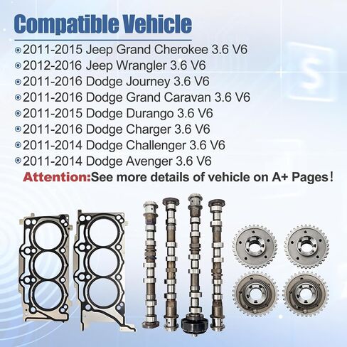 3.6L Pentastar Rebuild Kit متوافق مع Chrysler Dodge Jeep Ram 2011-2016-تشمل 4 أعمدة كامات ، مجموعة توقيت ، حشوات Sprockets VVT استبدال 5184377AG 5184380AG HS26541PT in Saudi Arabia