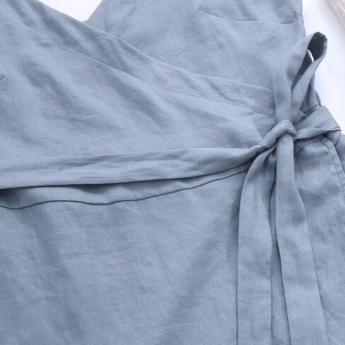 Amazhiyu Womens 100% Linen Summer Sleeveless Spaghetti Strap Midi Dresses in Kuwait