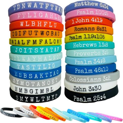 bible verse bracelets 12pk memory verse wwjd silicone bracelets in Saudi Arabia