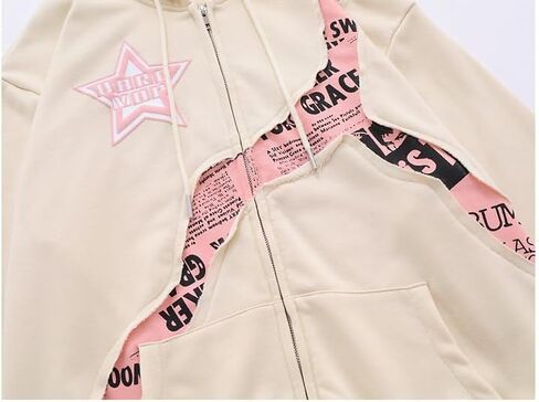 Kelabia Coquette Oversized Hoodie Star Graphic Hoodies for Women Teen Y2K Zip Up Hoodie Trendy Y2K Jackets Hip Hop Streetwear in Saudi Arabia