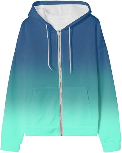 Zip Up Hoodies 2025 Trendy Causal Hoodies Long Sleeve Oversized Tie-Dyed Sweatshirt Pullover with Pockets in Saudi Arabia
