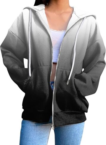 Zip Up Hoodies 2025 Trendy Causal Hoodies Long Sleeve Oversized Tie-Dyed Sweatshirt Pullover with Pockets in Saudi Arabia