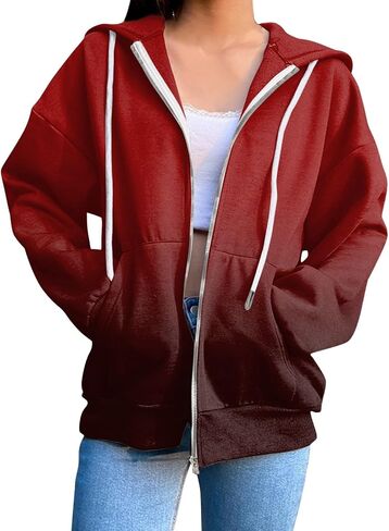 Zip Up Hoodies 2025 Trendy Causal Hoodies Long Sleeve Oversized Tie-Dyed Sweatshirt Pullover with Pockets in Saudi Arabia