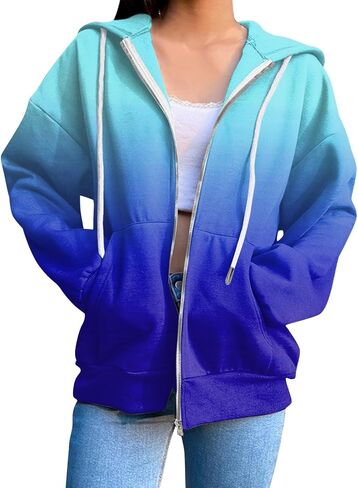 Zip Up Hoodies 2025 Trendy Causal Hoodies Long Sleeve Oversized Tie-Dyed Sweatshirt Pullover with Pockets in Saudi Arabia