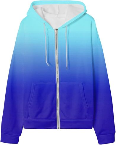 Zip Up Hoodies 2025 Trendy Causal Hoodies Long Sleeve Oversized Tie-Dyed Sweatshirt Pullover with Pockets in Saudi Arabia