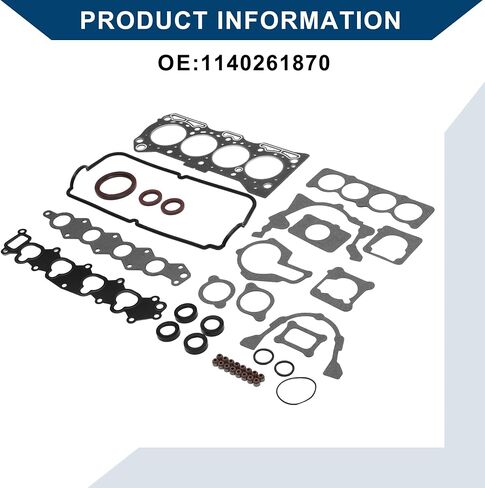 No.1140261870 أسطوانة رأس طوقا لمحرك سوزوكي. G16B (SY416) 16V لـ Chevrolet Tracker L4 1.6L 1998-2000 محرك صمام طوقا مجموعة مطاط ، المعادن 1 مجموعة أسود in Saudi Arabia